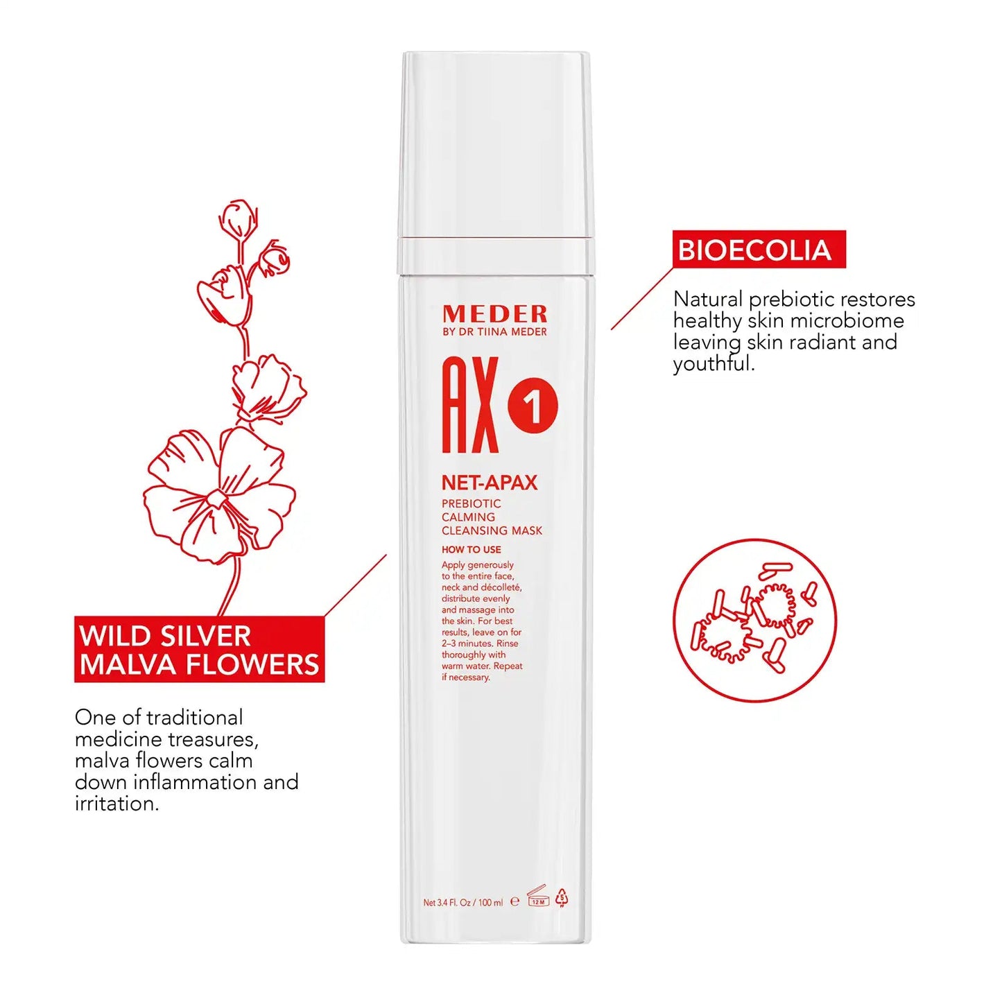 MEDER Net-Apax Try Me sample tube, 3 ml prebiotic cleansing mask