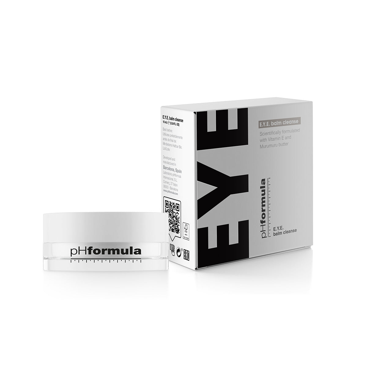Image of phFormula EYE Balm Cleanse with a box, a luxurious make-up remover balm.