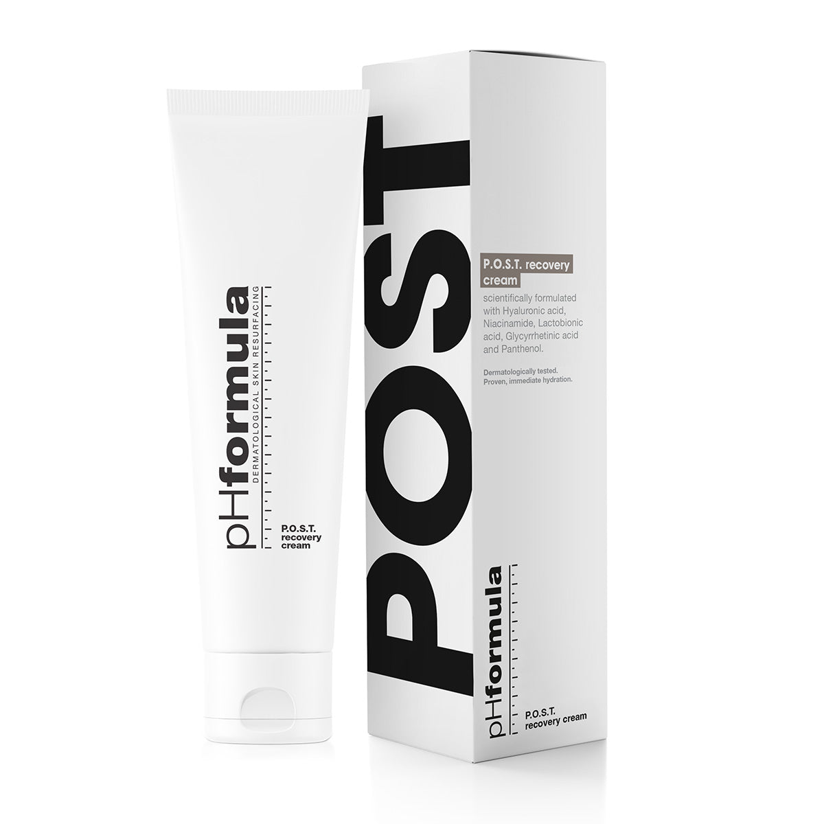 Image of phFormula POST Recovery Cream, a nourishing and reparative moisturizer formulated to calm irritated skin and promote healing.