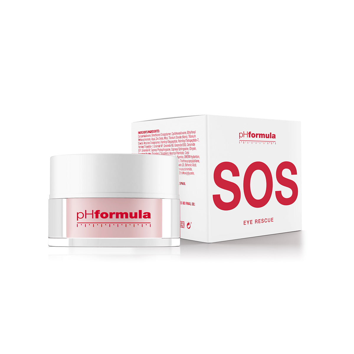 Close-up of phFormula SOS Eye Rescue bottle