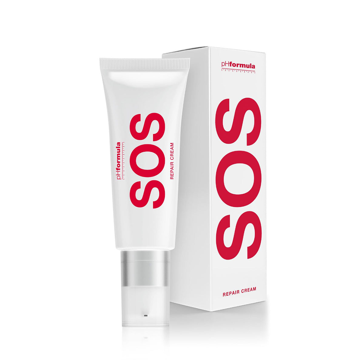 Close-up of phFormula SOS Repair Cream jar with a box