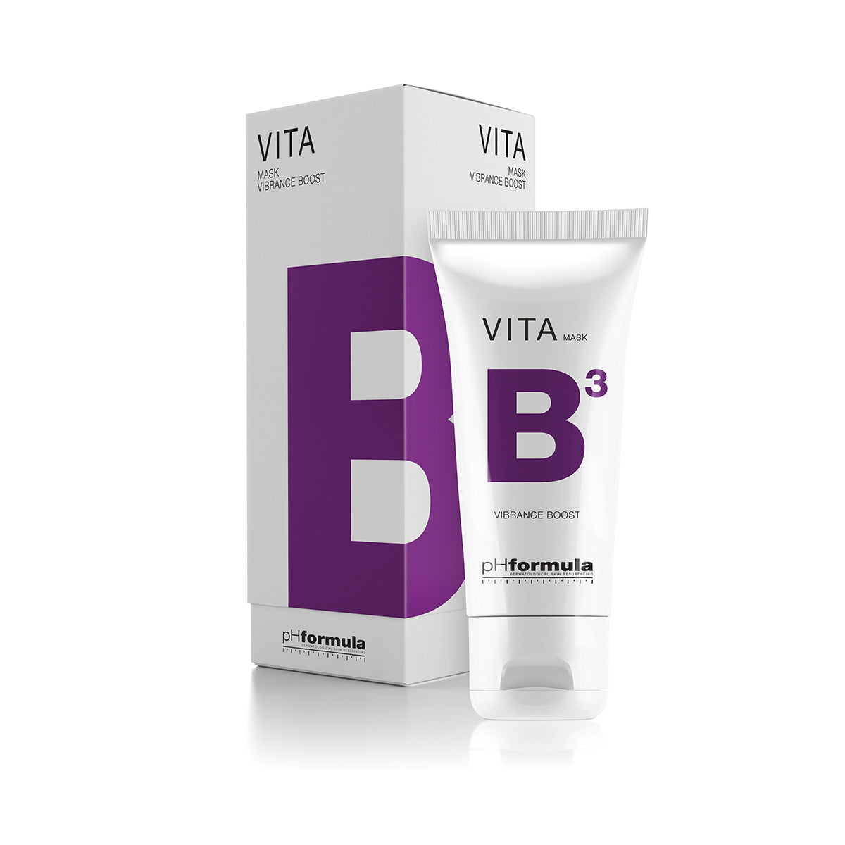 Close-up of phFormula VITA B3 Vibrance Boost Mask jar with a box