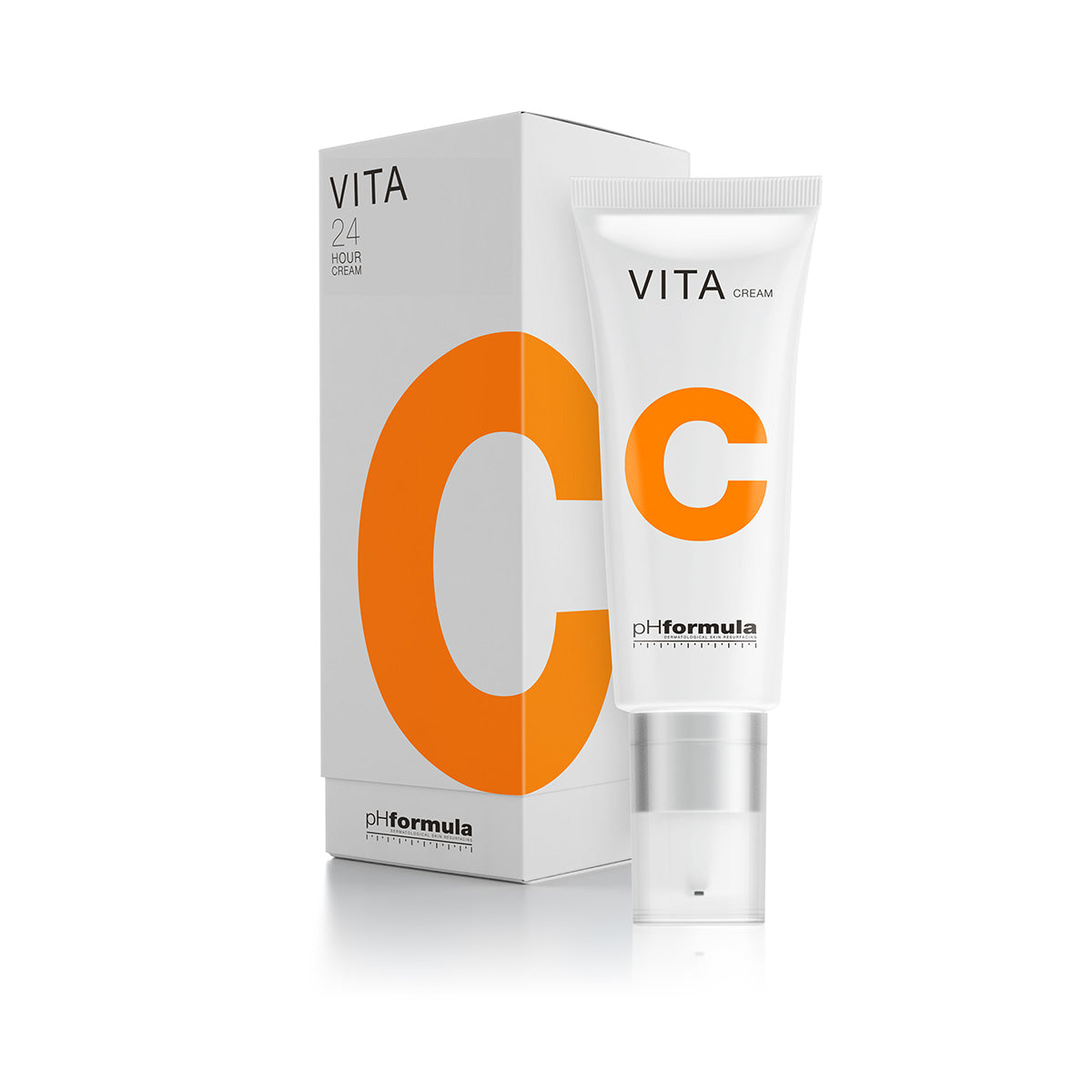 Close-up of phFormula VITA C Cream jar wiht a box