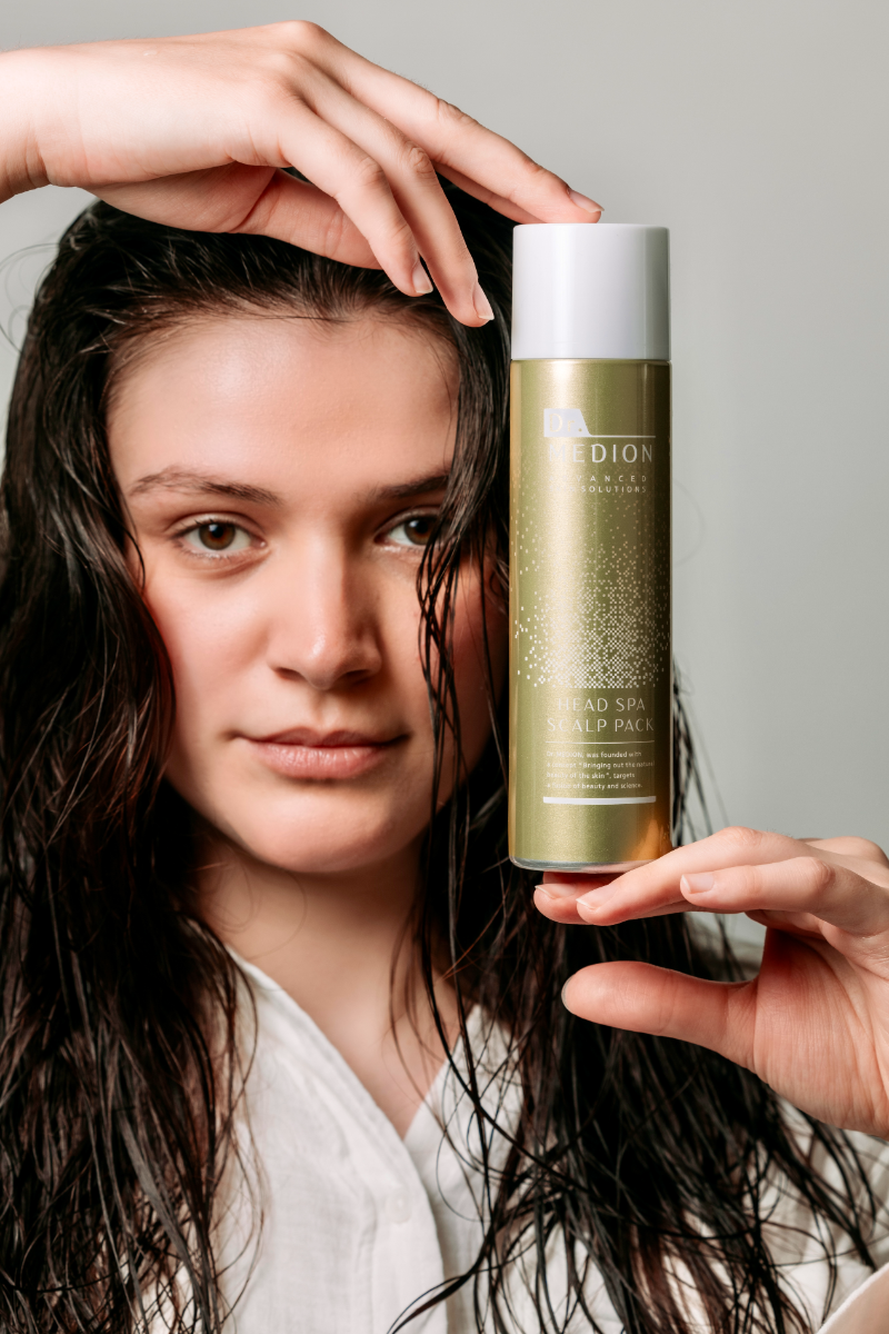 Close-up of Dr. Medion Head Spa Scalp foam for deep cleansing.