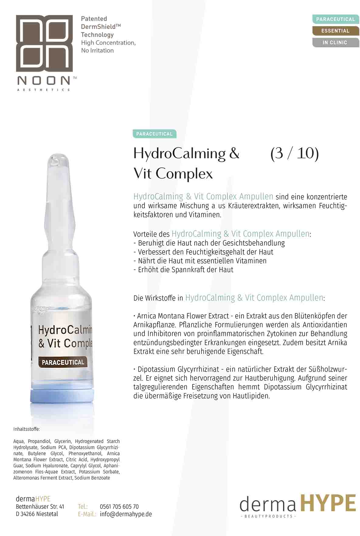 HydroCalming & Vit Complex Leaflet | Yuliskin Kosmetik Studio