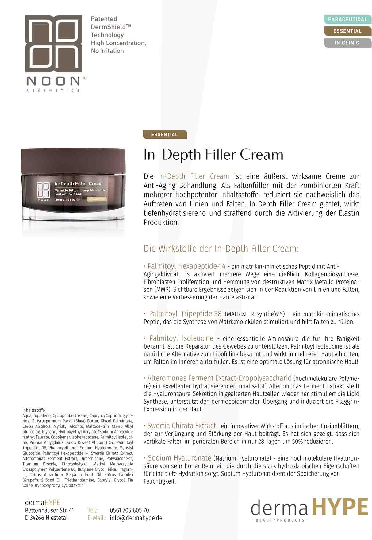 NOON In-Depth Filler Cream leaflet | Yuliskin Kosmetik Studio