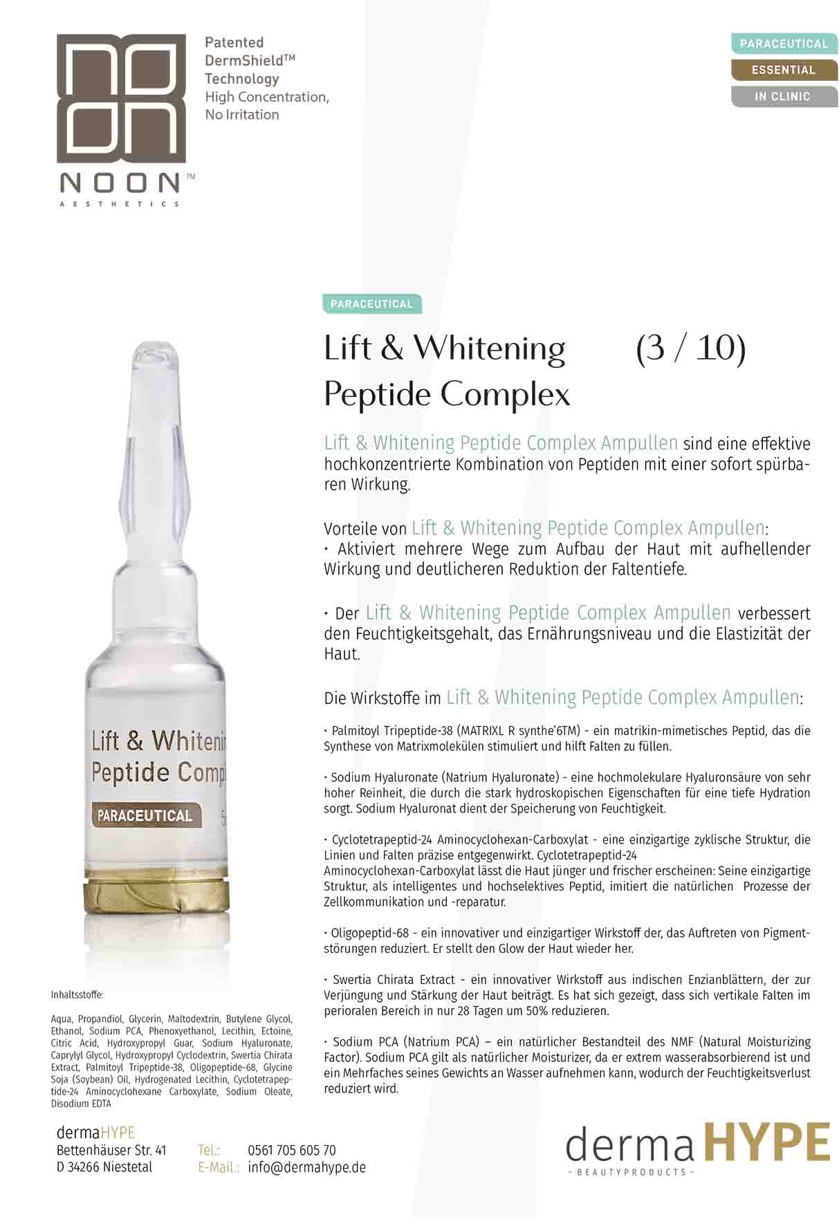 Lift & Whitening Peptide Complex leaflet | Yuliskin