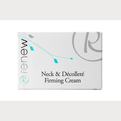 Close-up of Renew Neck & Decollete Firming Cream package