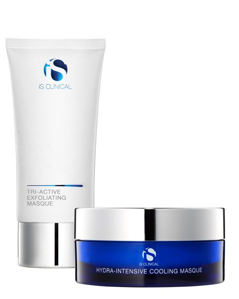 iS Clinical Smooth & Soothe set with Tri-Active Exfoliating Masque and Hydra-Intensive Cooling Masque