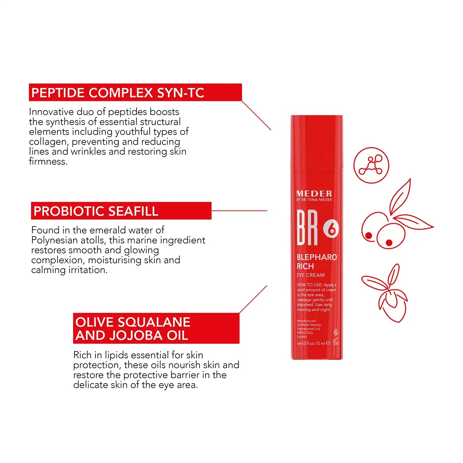 MEDER Blepharo-Rich rich eye cream with SYN-TC peptide complex and Probiotic Seafill