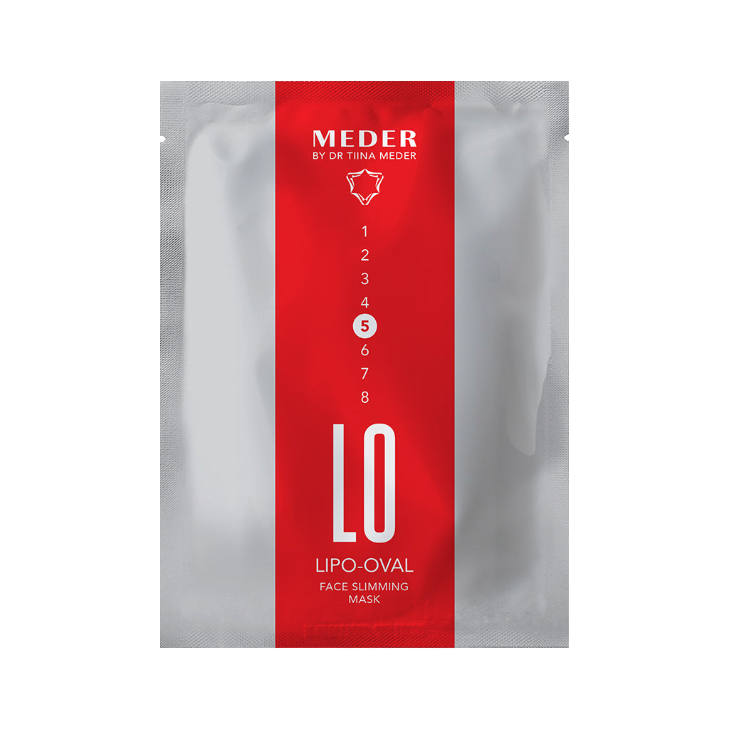 MEDER Lipo-Oval Mask single sachet front packshot, ear-loop sheet mask design