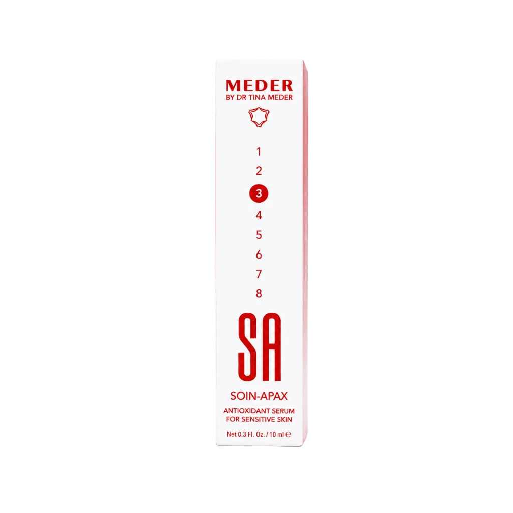 MEDER Soin-Apax Serum, travel size 10 ml box, front packshot on white background