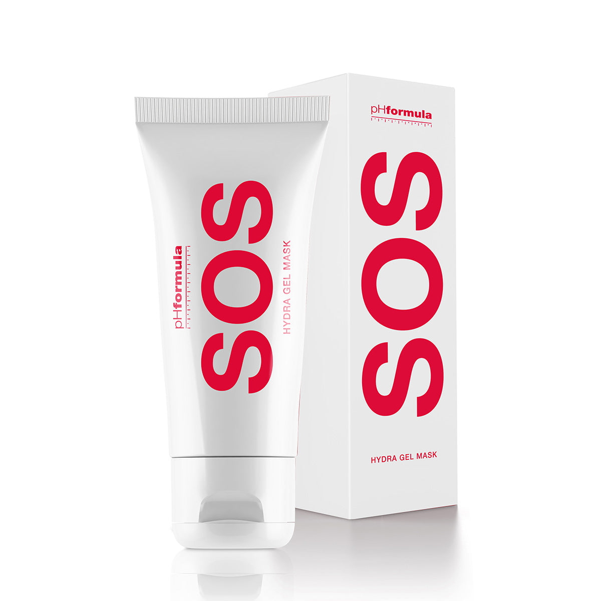 Close-up of phFormula SOS HYDRA Gel Mask jar with a box