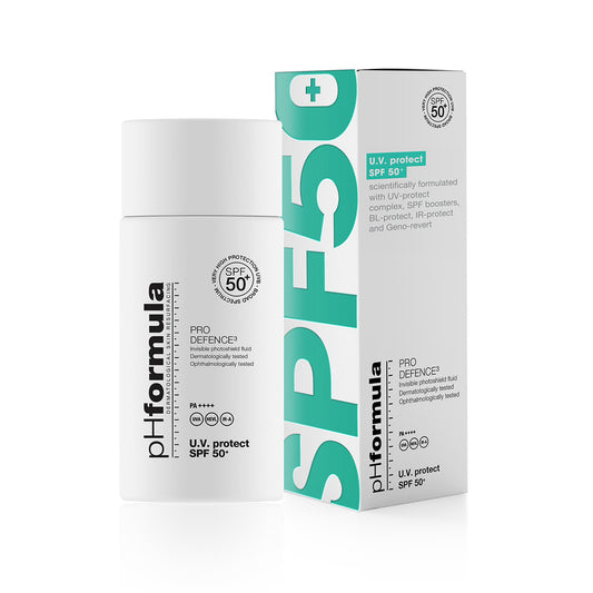 phFormula UV Protect SPF50+ PRO DEFENCE3 product with box – lightweight sun protection