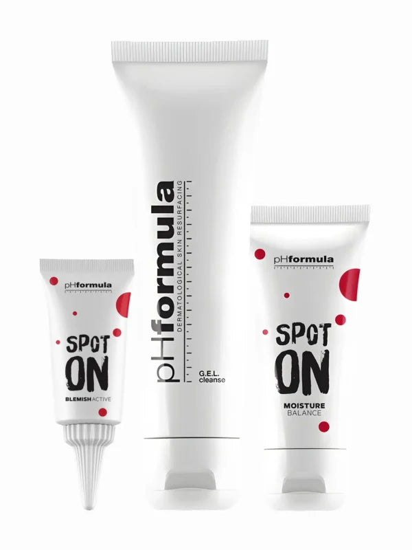 pHformula SPOT ON kit, acne skincare set with cleanser, moisturizer and spot treatment