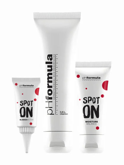 pHformula SPOT ON kit, acne skincare set with cleanser, moisturizer and spot treatment