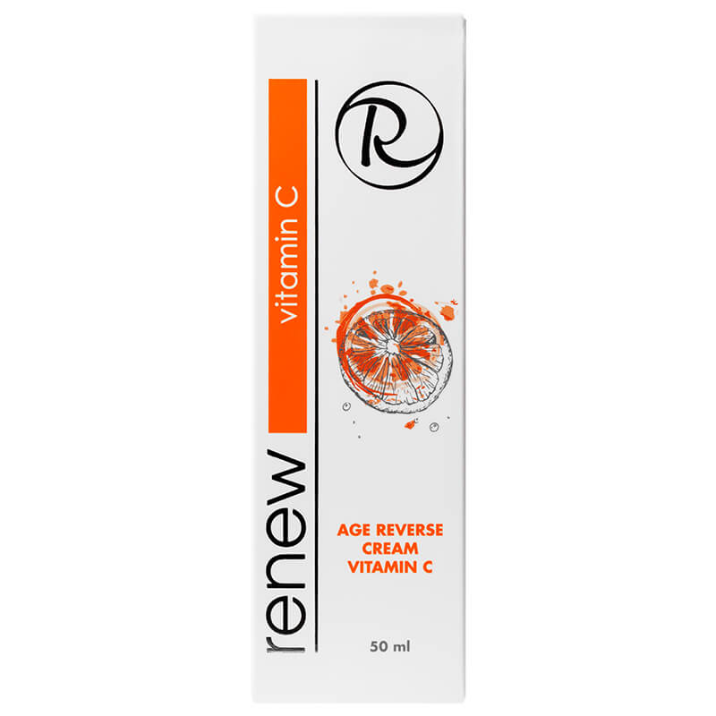 Renew Age Reverse Cream Vitamin C with sleek packaging, perfect for daily skin rejuvenation.