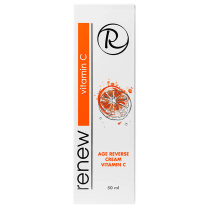 Renew Age Reverse Cream Vitamin C with sleek packaging, perfect for daily skin rejuvenation.