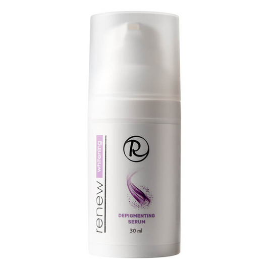 Close-up of Renew Depigmenting Serum dropper dispensing product