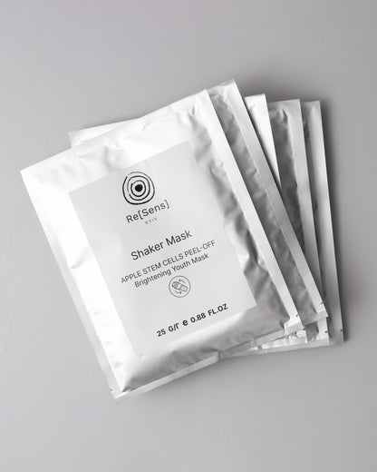 Re[Sens] Apple Stem Cells Peel-Off Shaker Mask, several 25 g sachets of the brightening peel-off mask