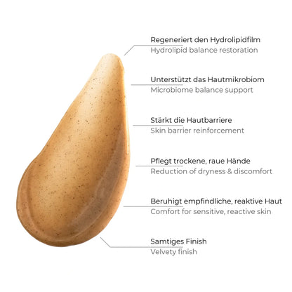 Texture swatch of Re[Sens] Barrier & Biome Hand Cream, beige ceramide hand cream